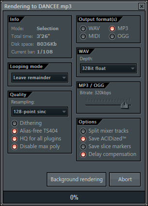 Ogg в мп3. Рендеринг FL Studio. Экспорт трека в FL Studio. Настройка рендера фл. Настройки для экспорта фл студио.