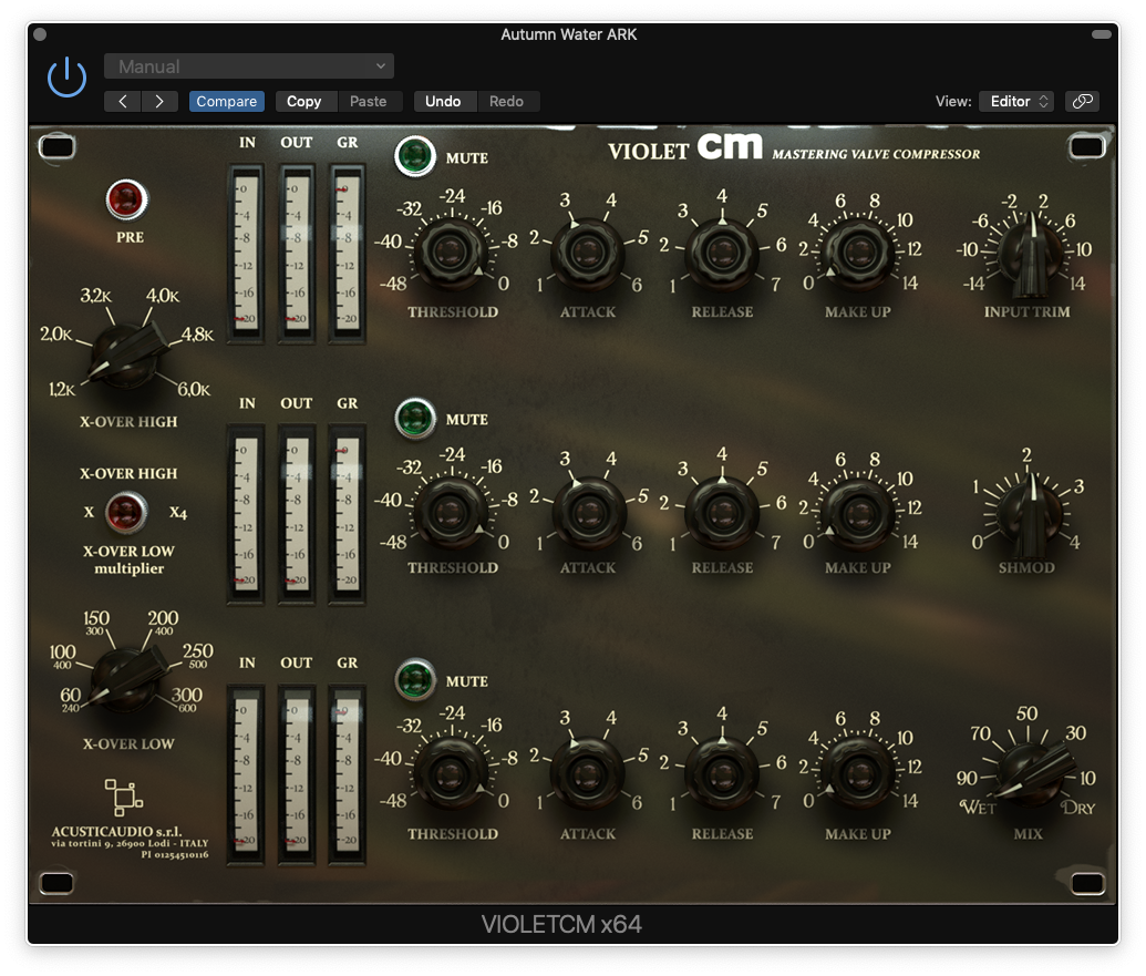 Acustica framework. Lexicon MPX native Reverb. Acustica Audio - Violet cm 260. Scarlet 4 VST. Multiband Compressor VST